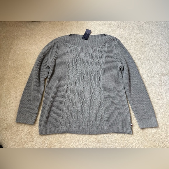 Tommy Hilfiger Sweaters - Tommy Hilfiger grey cable knit pullover crewneck cotton sweater, sz XL